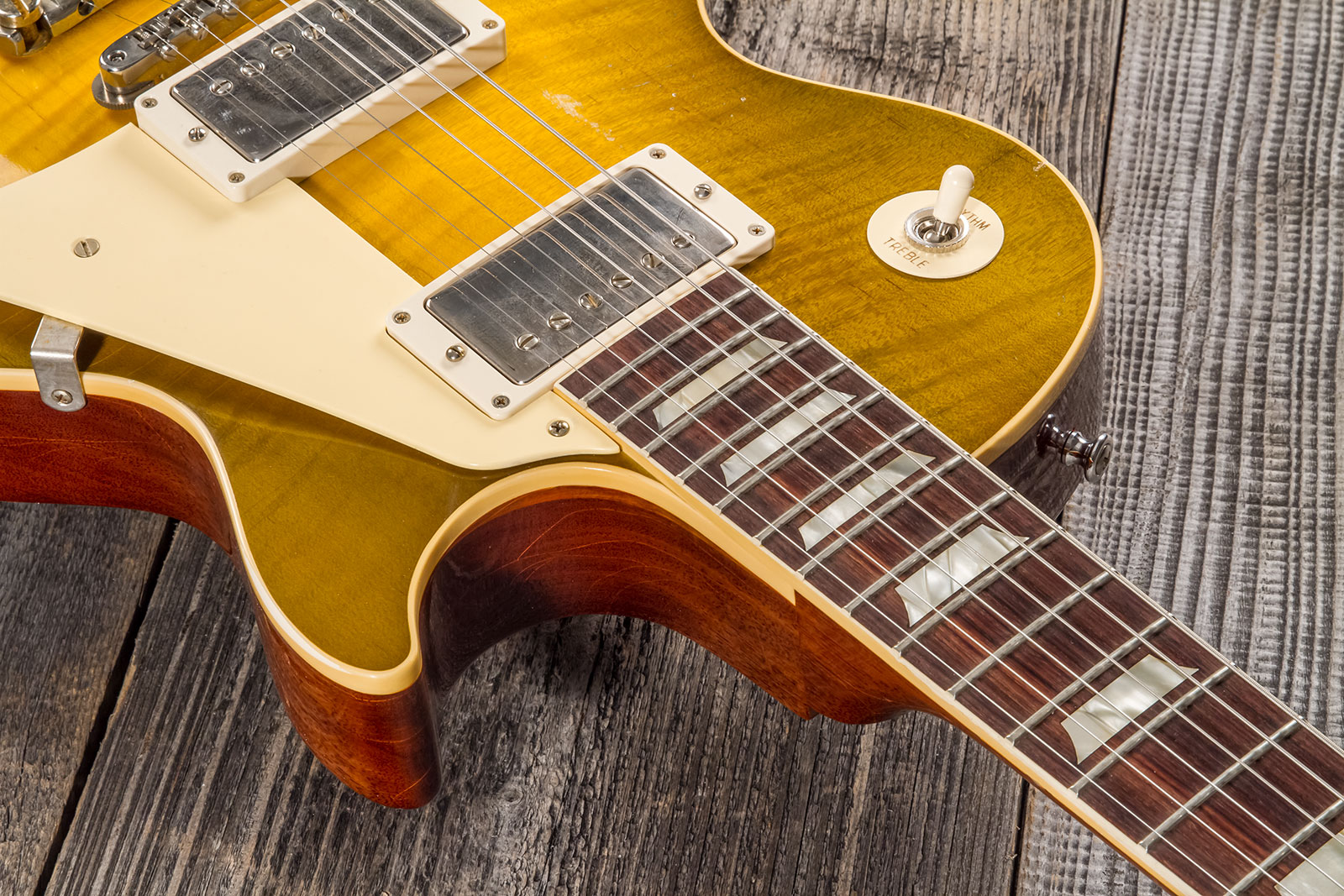 Gibson Custom Shop M2m Les Paul Standard 1959 Reissue 2h Ht Rw #932149 - Murphy Lab Light Aged Green Lemon Burst - Single cut electric guitar - Variat