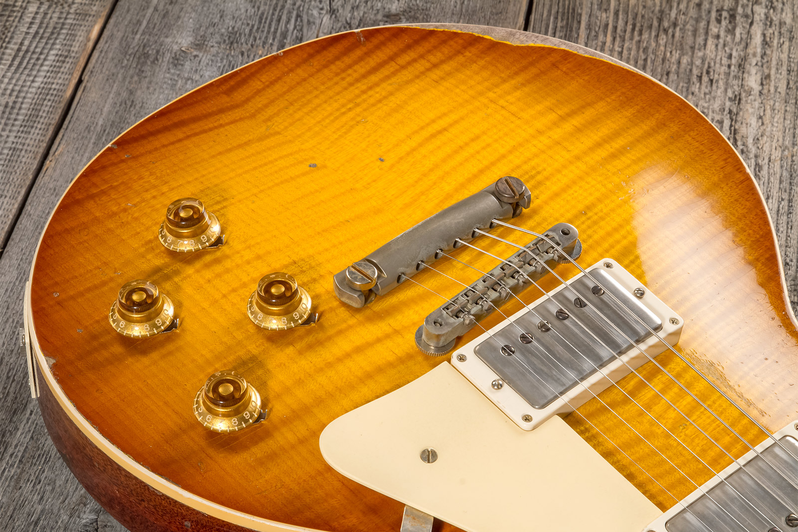 Gibson Custom Shop M2m Les Paul Standard 1959 Reissue 2h Ht Rw #932175 - Murphy Lab Ultra Heavy Aged Golden Poppy Burst - Single cut electric guitar -