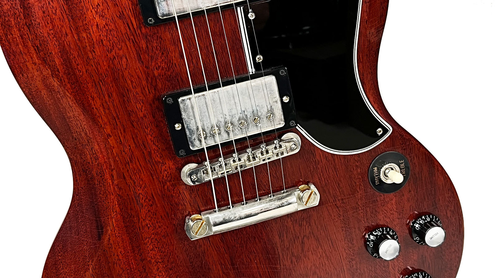 Gibson Custom Shop M2m Sg Standard 1961 Reissue 2h Ht Rw #301861 - Murphy Lab Ultra Light Aged Vintage Cherry - Double cut electric guitar - Variation