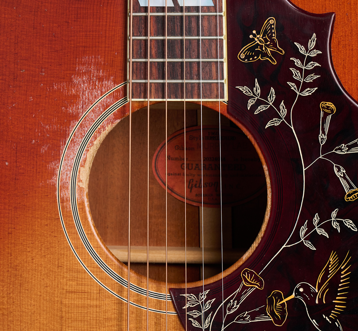 Gibson Custom Shop Murphy Lab Hummingbird 1960 Fixed Bridge Dreadnought Epicea Acajou Rw - Heavy Aged Washed Cherry Sunburst - Folk guitar - Variation
