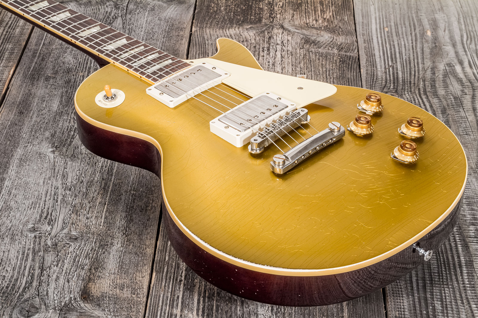 Gibson Custom Shop Murphy Lab Les Paul Goldtop 1957 Reissue 2h Ht Rw #721287 - Light Aged Double Gold With Dark Back - Single cut electric guitar - Va