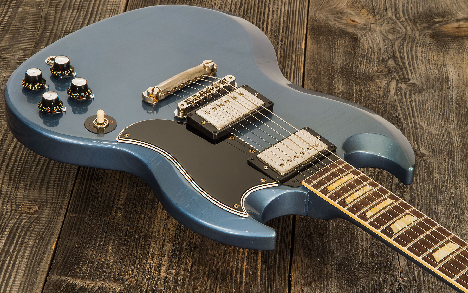 Gibson Custom Shop Murphy Lab Sg Standard 1961 Reissue 2h Ht Rw #005822 - Ultra Light Aged Pelham Blue - Double cut electric guitar - Variation 1