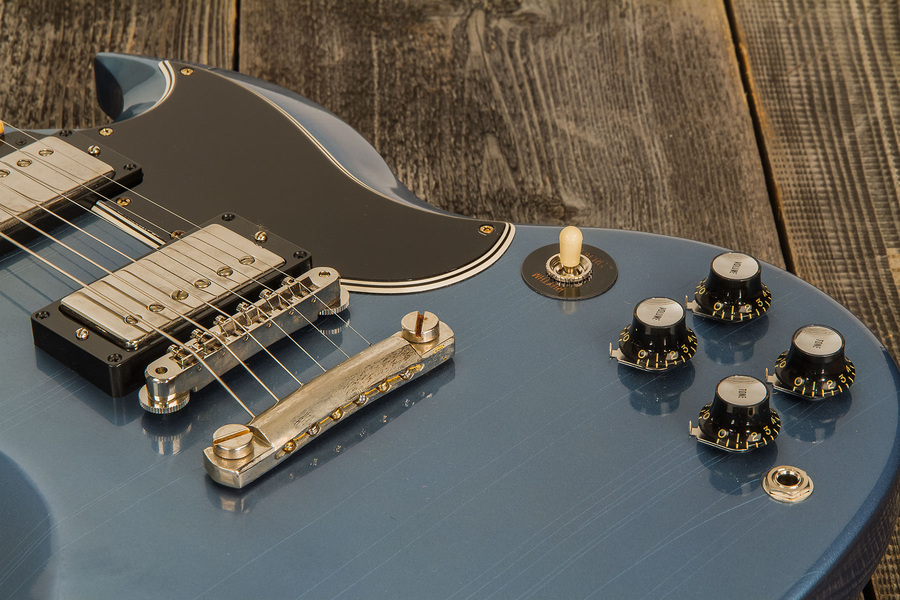 Gibson Custom Shop Murphy Lab Sg Standard 1961 Reissue 2h Ht Rw #005822 - Ultra Light Aged Pelham Blue - Double cut electric guitar - Variation 3