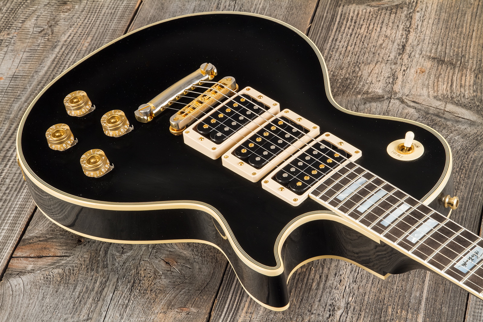 Gibson Custom Shop Peter Frampton Les Paul Custom Phenix Signature 3h Ht Eb - Vos Ebony - Single cut electric guitar - Variation 5