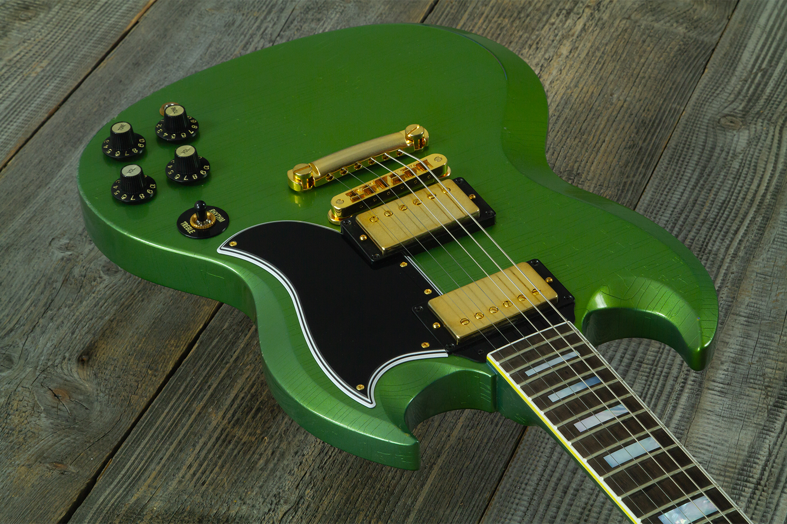 Gibson Custom Shop Sg Custom Modern 2h Eb #cs500857 - Murphy Lab Light Aged Verdoro Green - Double cut electric guitar - Variation 2