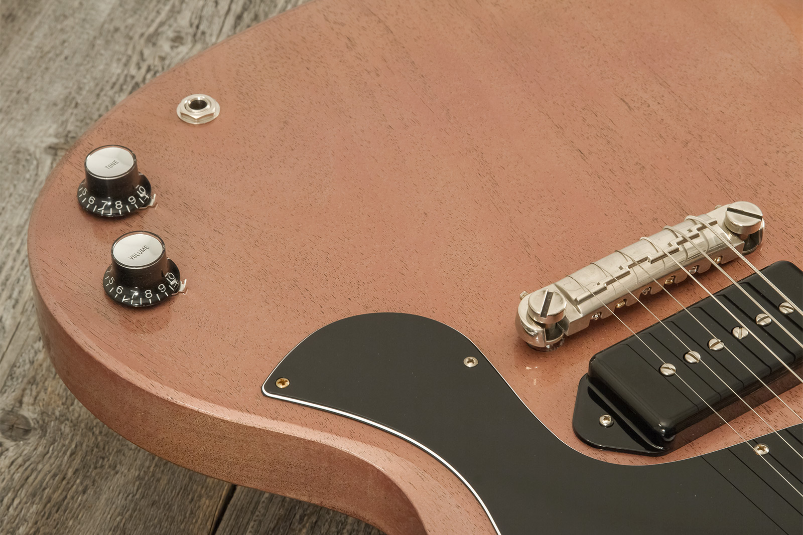 Gibson Custom Shop Sg Junior 1963 Lightning Bar 1s P90 Ht Rw - Vos Tv Heather Poly - Double cut electric guitar - Variation 3