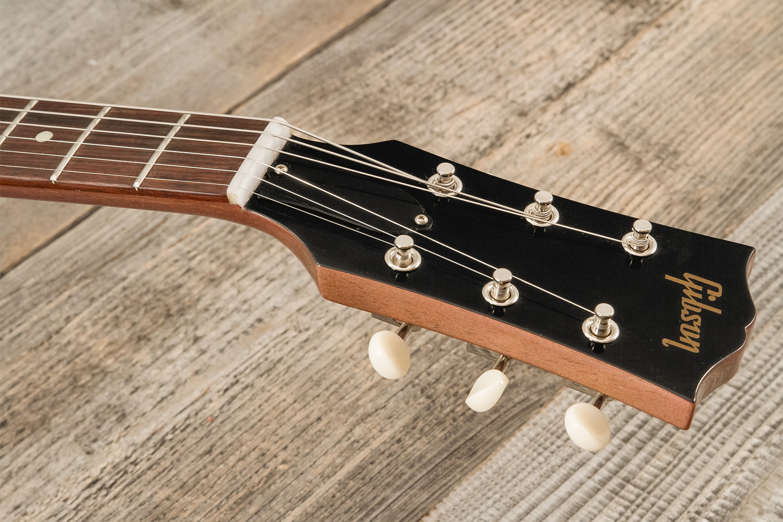 Gibson Custom Shop Sg Junior 1963 Lightning Bar 1s P90 Ht Rw - Vos Tv Heather Poly - Double cut electric guitar - Variation 6