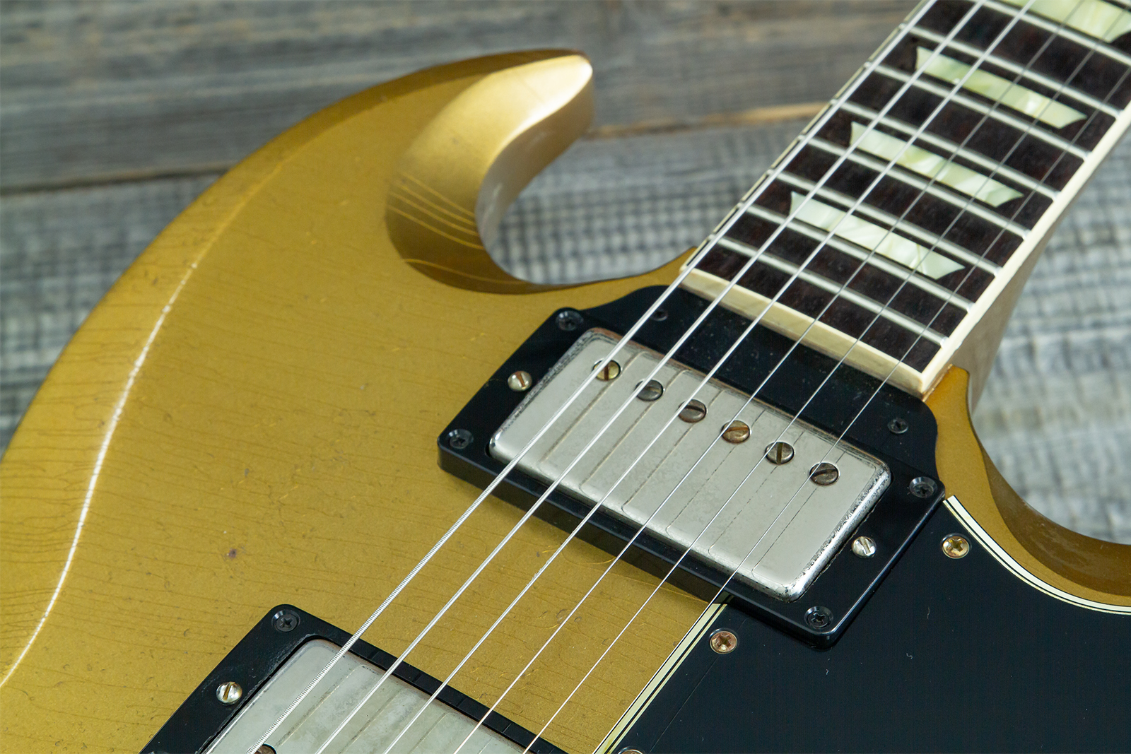 Gibson Custom Shop Sg Standard 1961 Reissue 2h Ht Rw #500881 - Murphy Lab Ultra Heavy Aged Double Gold - Double cut electric guitar - Variation 7