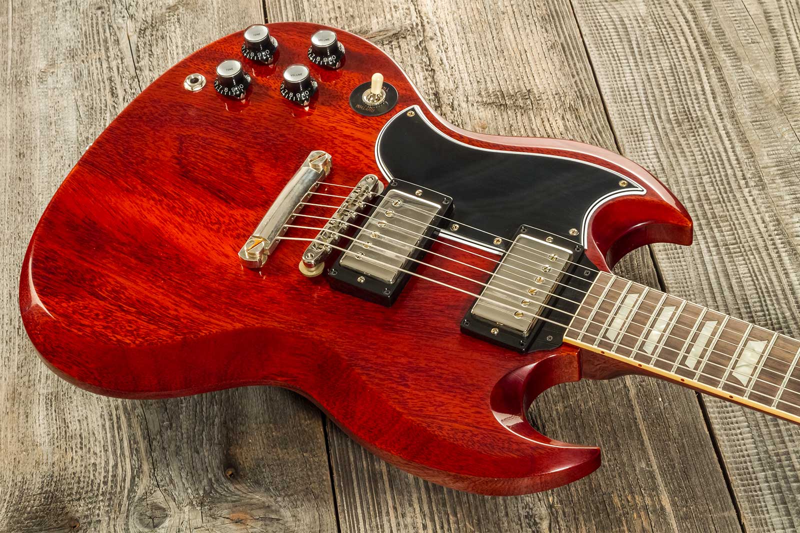 Gibson Custom Shop Sg Standard 1961 Stop Bar Reissue Lh Gaucher 2019 2h Ht Rw #400261 - Vos Cherry Red - Double cut electric guitar - Variation 6