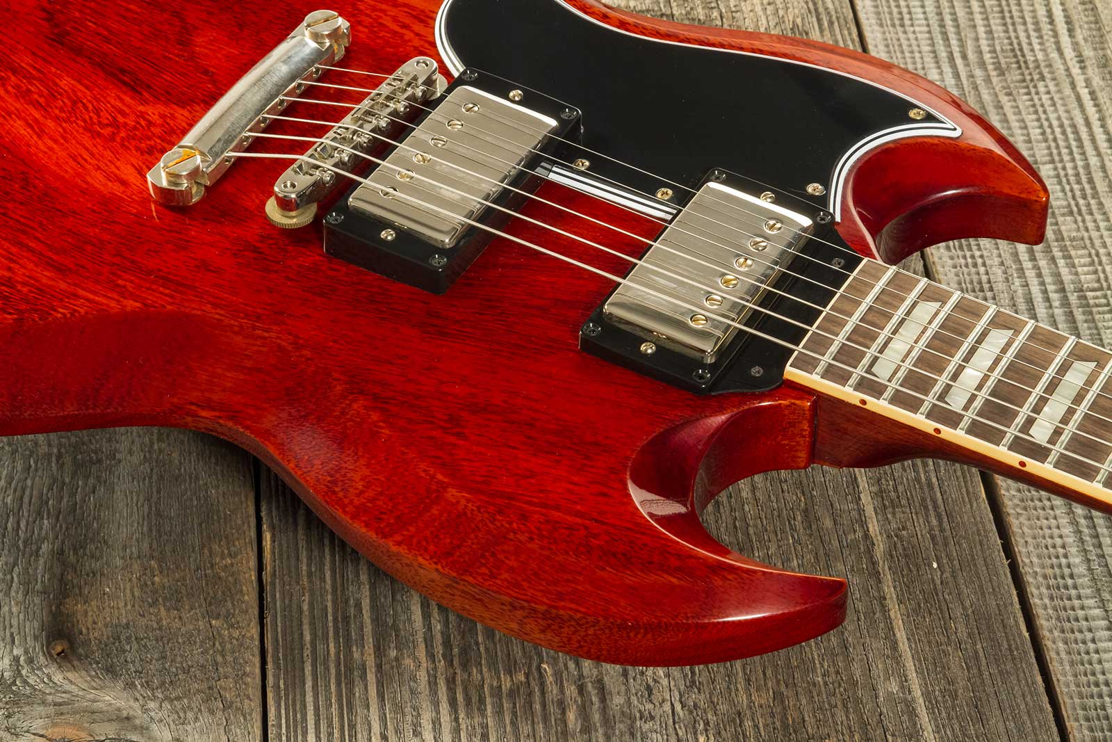 Gibson Custom Shop Sg Standard 1961 Stop Bar Reissue Lh Gaucher 2019 2h Ht Rw #400261 - Vos Cherry Red - Double cut electric guitar - Variation 8
