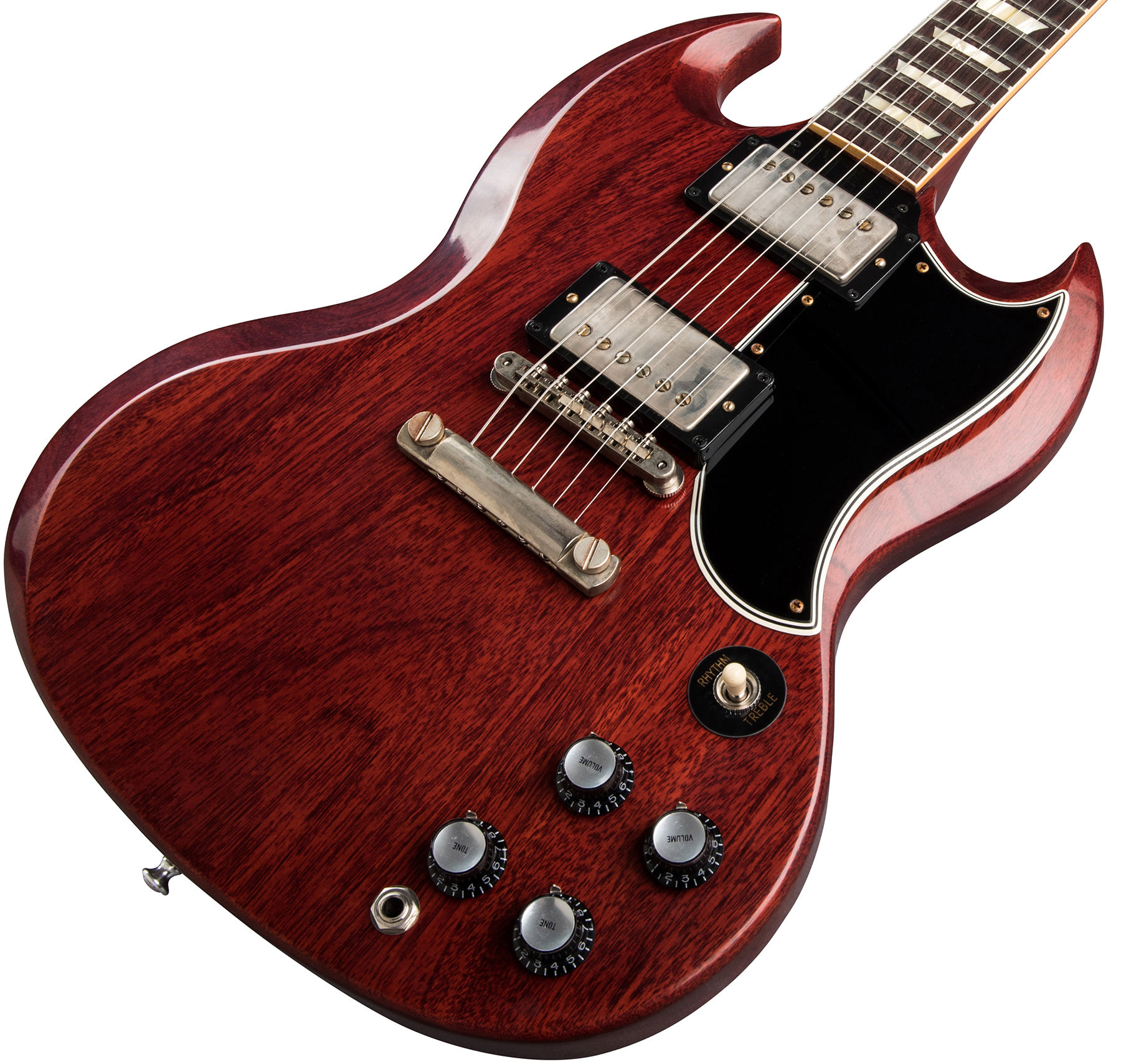 Gibson Custom Shop Sg Standard 1961 Stop Bar Reissue Lh Gaucher 2h Ht Rw - Vos Cherry Red - Double cut electric guitar - Variation 3