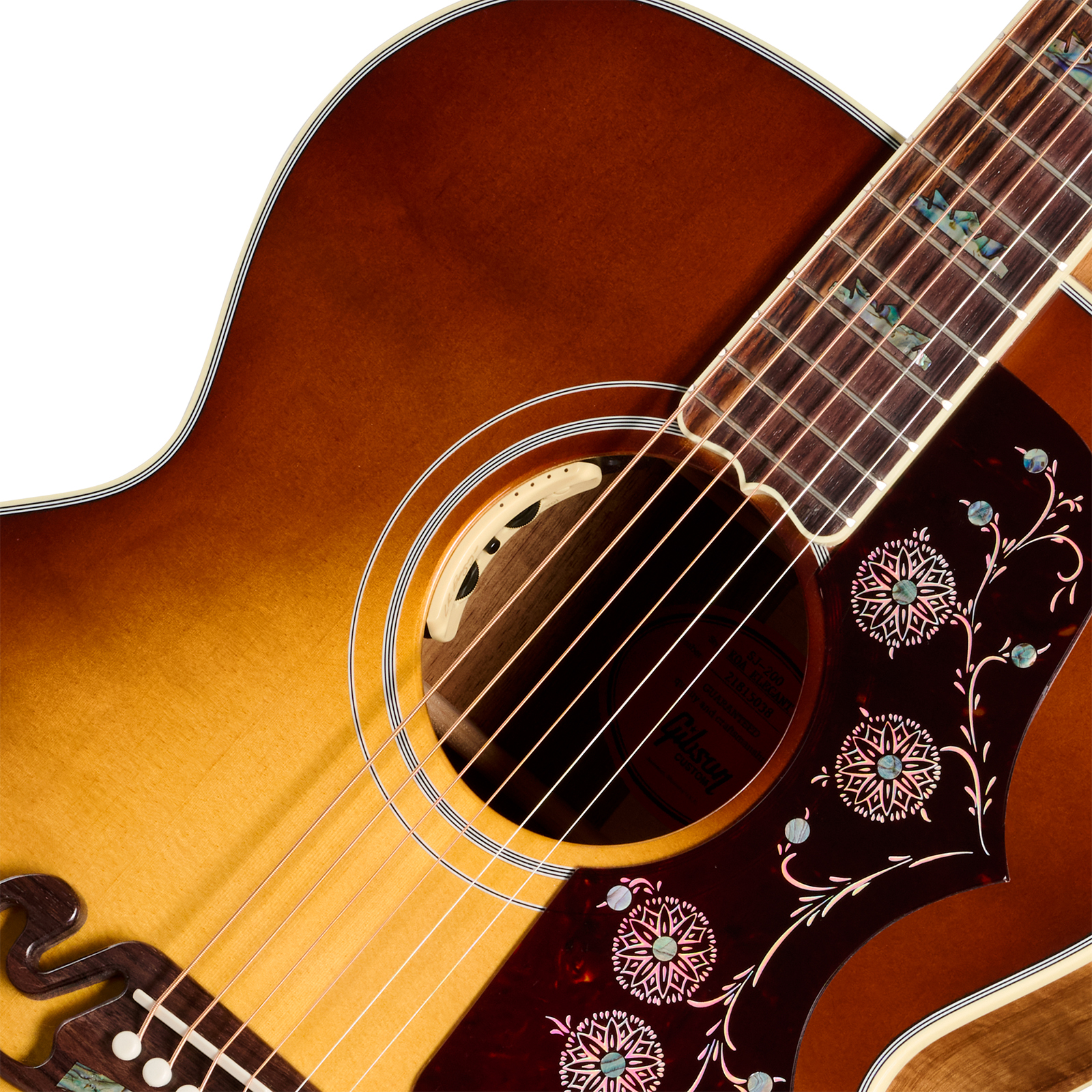 Gibson Custom Shop Sj200 Elegant Koa Artisan Jumbo Epicea Koa Rw - Honey Burst - Folk guitar - Variation 2