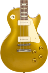 Single cut electric guitar Gibson Custom Shop M2M 1956 Les Paul Goldtop #63139 - Murphy Lab Light Aged Antique Gold