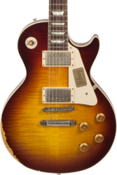 Single cut electric guitar Gibson Custom Shop M2M 1958 Les Paul Standard #R862322 - Aged bourbon burst