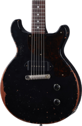Double cut electric guitar Gibson Custom Shop Murphy Lab 1960 Les Paul Junior Double Cut Reissue - Ultra heavy aged ebony 