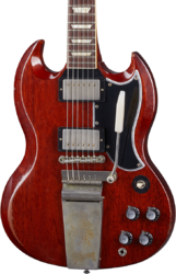 Double cut electric guitar Gibson Custom Shop Murphy Lab 1964 SG Standard Maestro Reissue - Heavy aged faded cherry