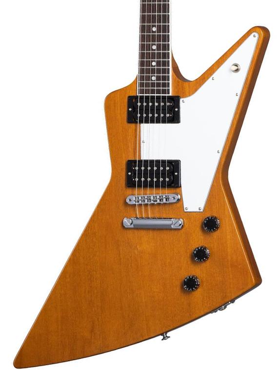 Retro rock electric guitar Gibson 70s Explorer - Antique natural