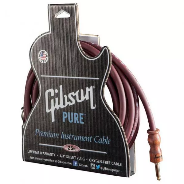 Cable Gibson Pure Premium Instrument Cable 25ft / 7.62m - Cherry