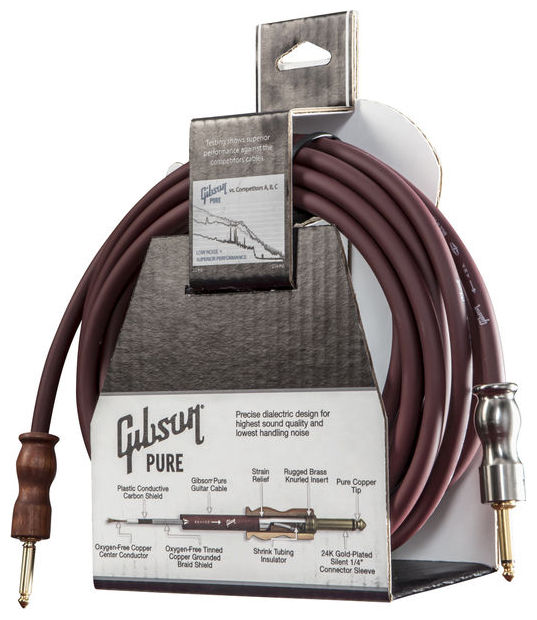 Gibson Instrument Pure Premium Cable Jack Droit 25ft.7.62m Cherry - Cable - Variation 1