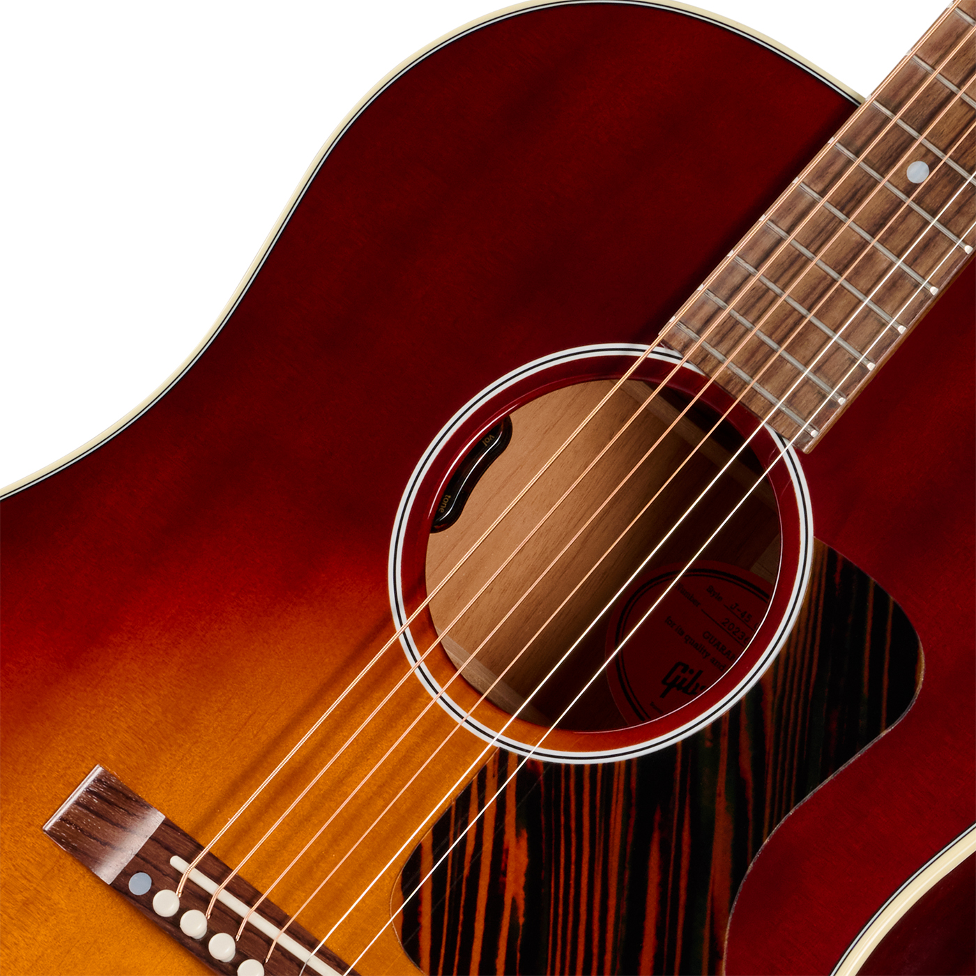 Gibson J45 50s Original (baggs Hifi Dna) Dreadnought Epicea Acajou Rw - Autumn Burst - Folk guitar - Variation 2