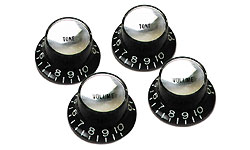 Gibson Top Hat Knobs With Inserts 4-pack Black Silver - Control Knob - Variation 1