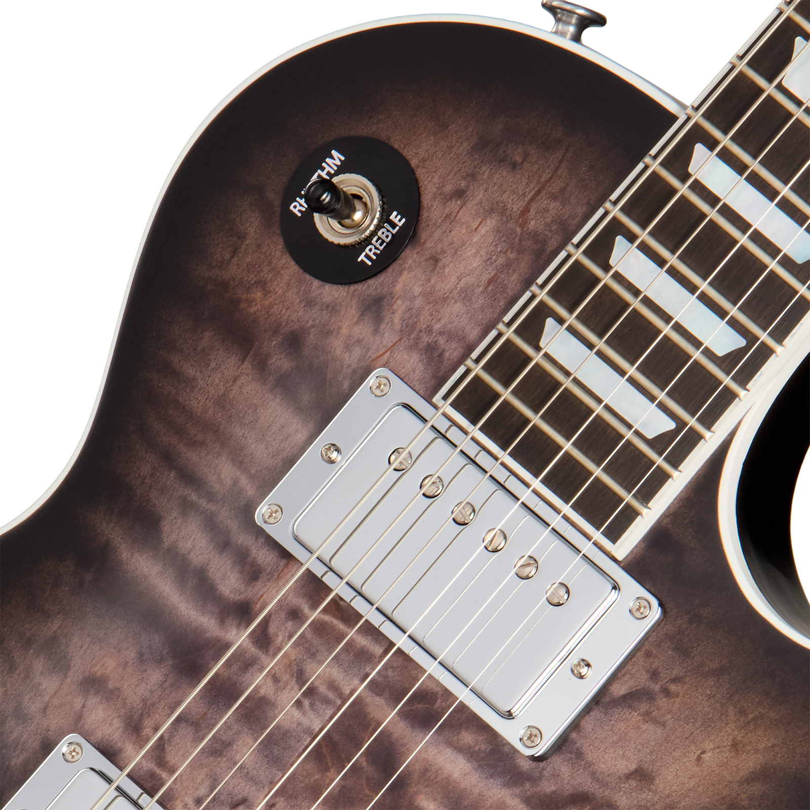 Gibson Mark Morton Les Paul Modern Quilt Signature 2h Ht Rw - Translucent  Ebony Burst  Satin - Single cut electric guitar - Variation 2