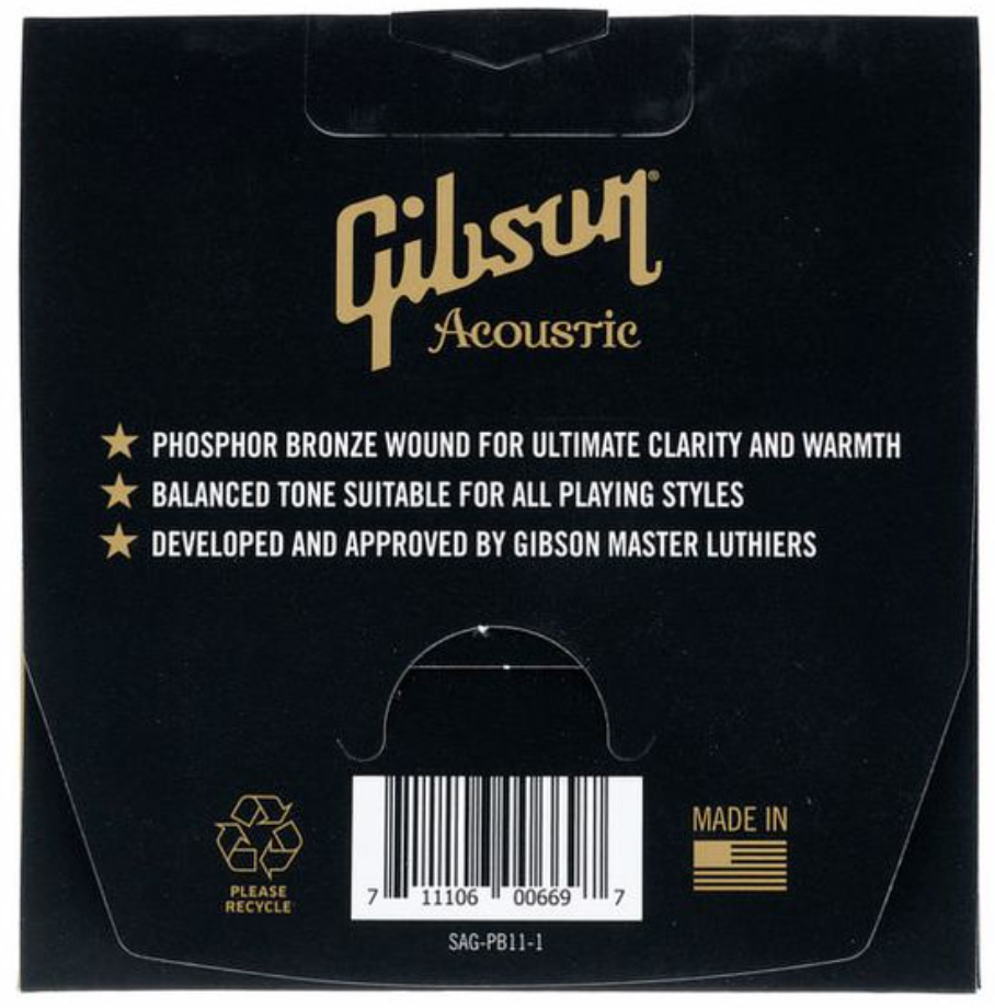 Gibson Sag-pb11 Phosphor Bronze Acoustic Guitar 6c Ultra Light 11-52 - Acoustic guitar strings - Variation 1