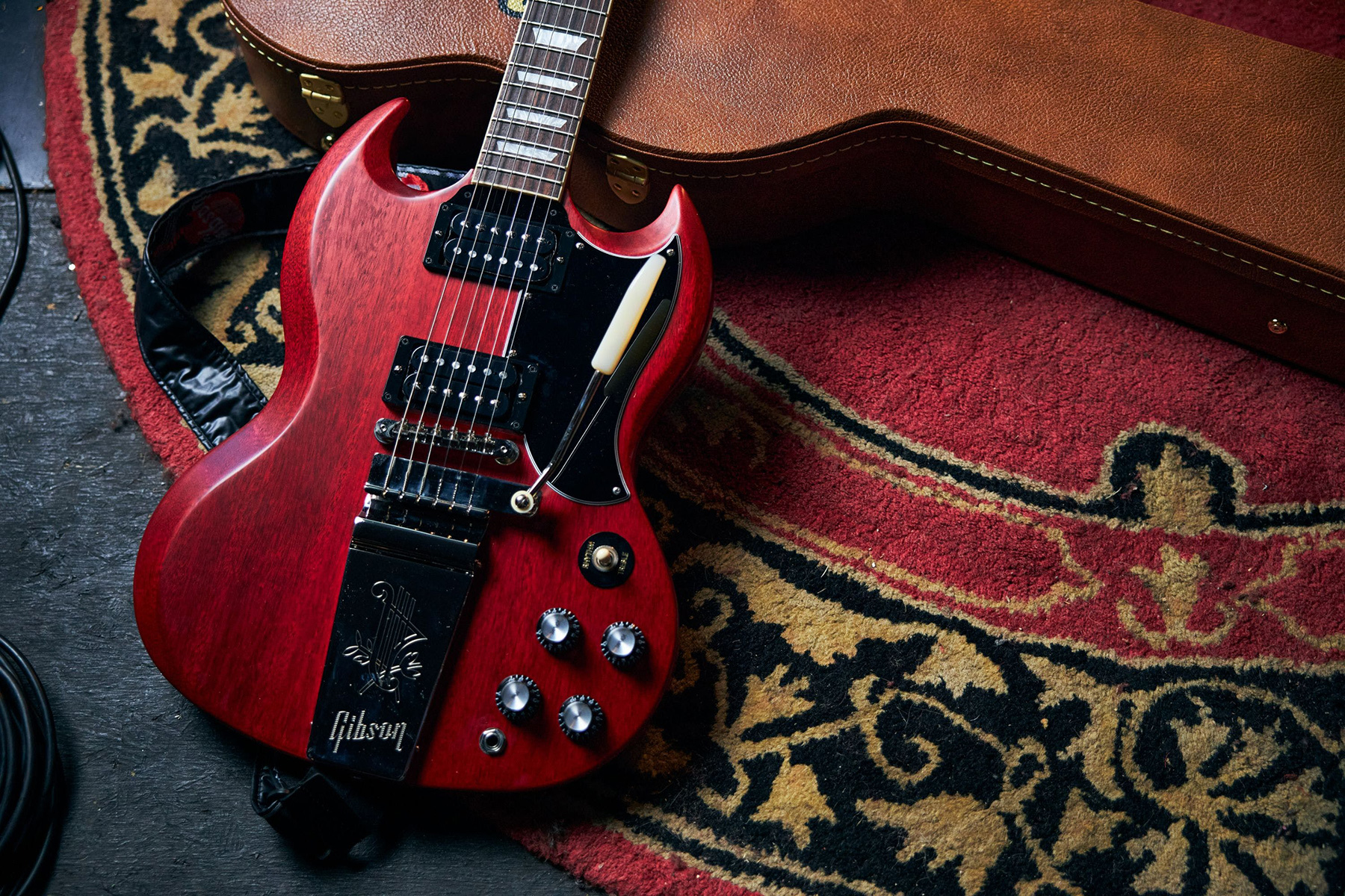 Gibson Sg Standard 1961 Faded Maestro Vibrola Original 2h Trem Rw - Vintage Cherry - Double cut electric guitar - Variation 6