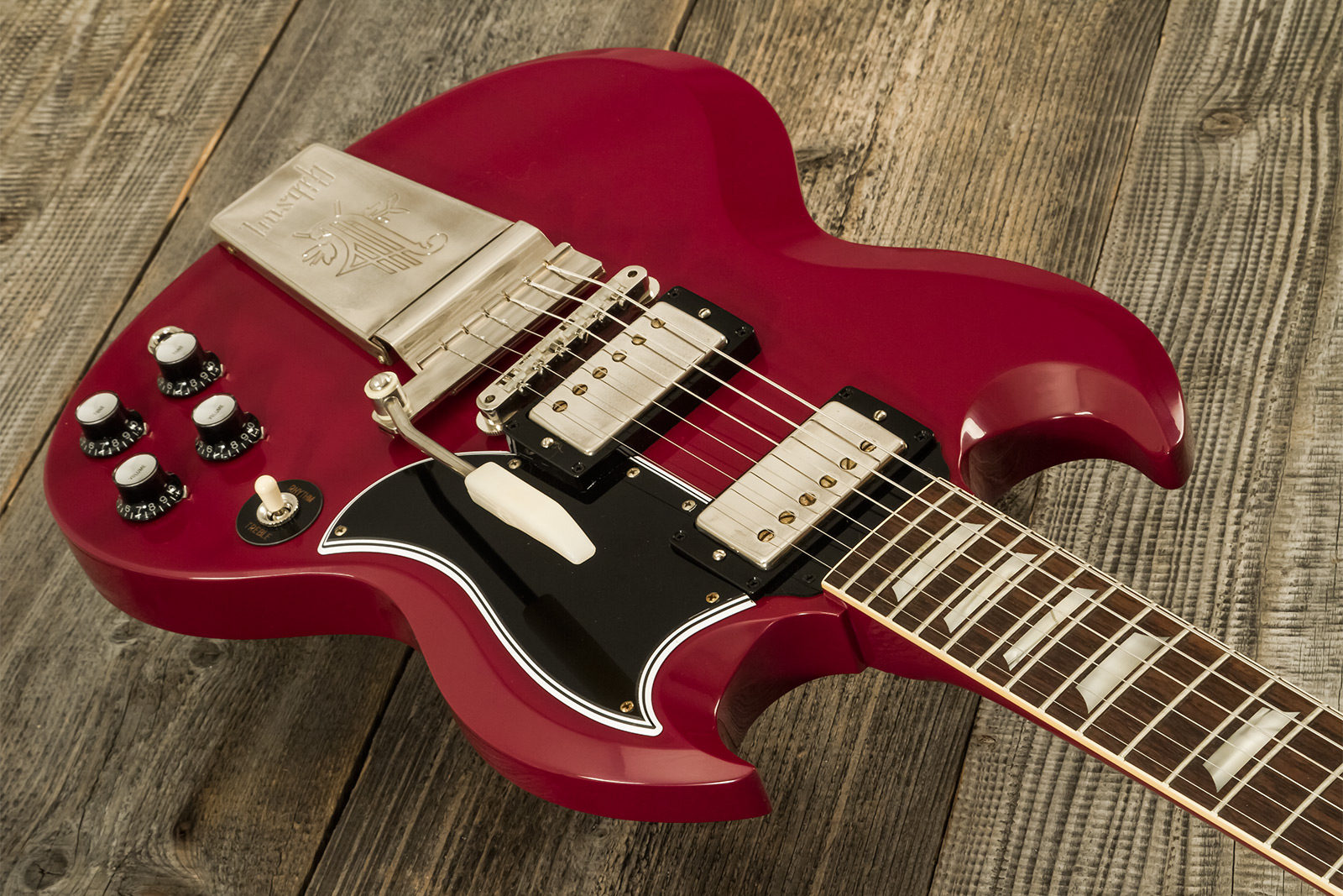 Gibson Sg Standard 1964 Maestro Vibrola 2h Trem Rw #502124 - Vos Metallic Plum - Double cut electric guitar - Variation 2