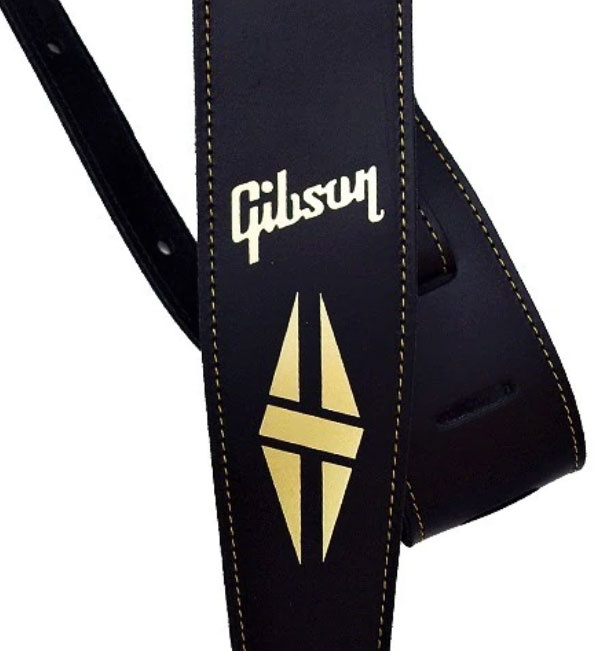 Gibson The Split-diamond Guitar Strap Cuir 2.5inc Black - Guitar strap - Variation 1