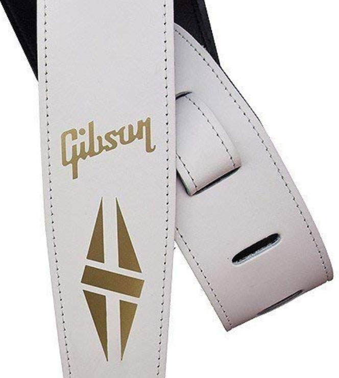 Gibson The Split-diamond Guitar Strap Cuir 2.5inc White - Guitar strap - Variation 1