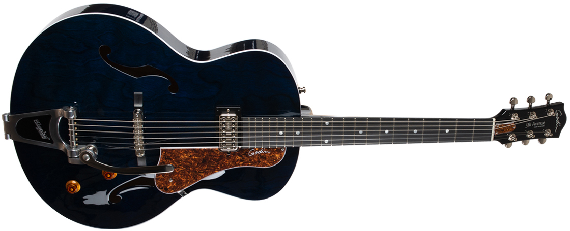 Godin 5th Avenue Nightclub H Tv Jones Bigsby Ric - Indigo Blue - Hollow-body electric guitar - Variation 1