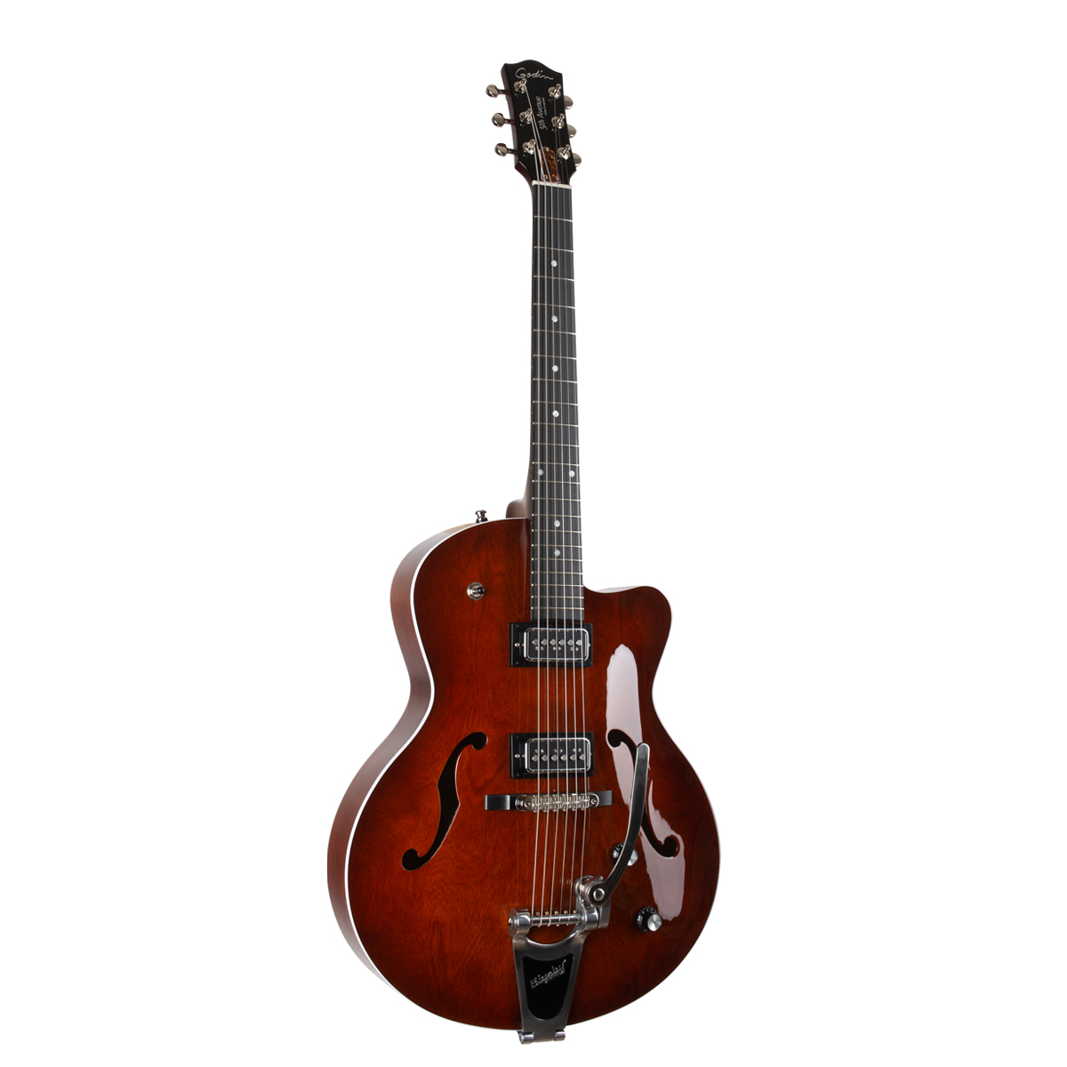 Godin 5th Avenue Uptown T-armond Bigsby Hh Cw - Havana Burst - Hollow-body electric guitar - Variation 1