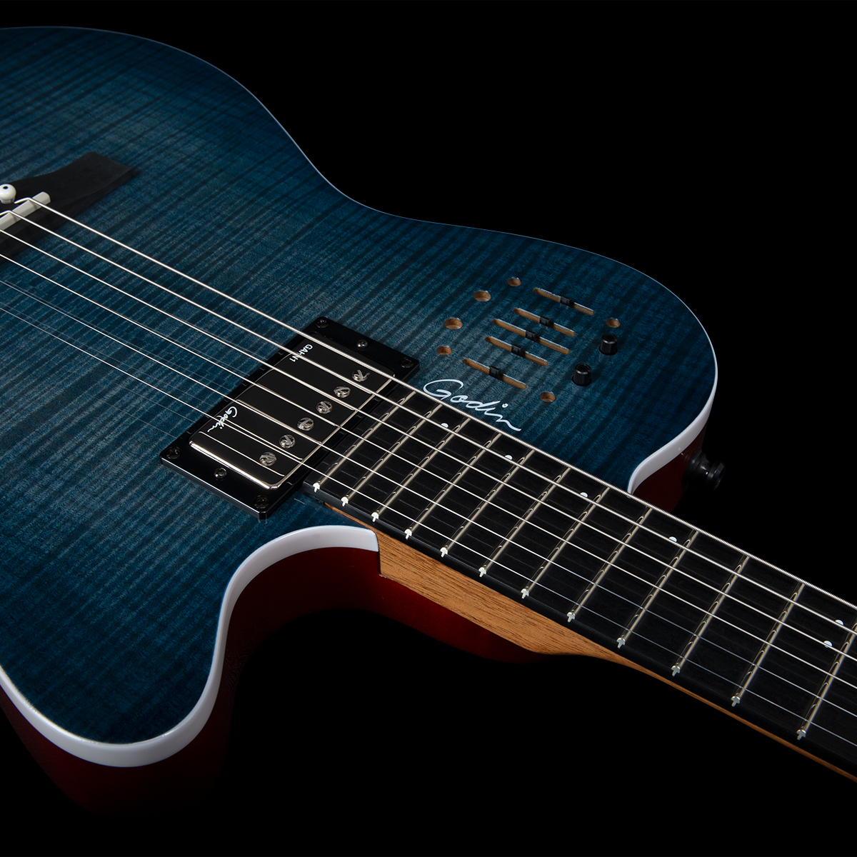 Godin A6 Ultra Rw - Denim Blue Flame - Acoustic guitar & electro - Variation 4