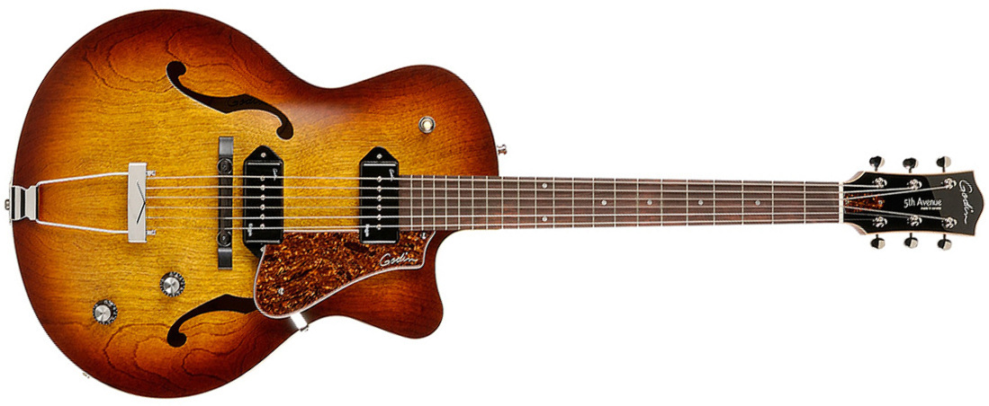 Godin 5th Avenue Cw Kingpin Ii 2p90 Ht Rw - Cognac Burst - Hollow-body electric guitar - Main picture