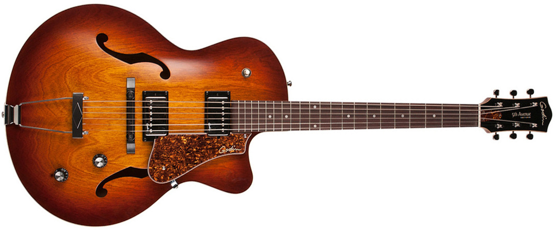 Godin 5th Avenue Cw Kingpin Ii Hb 2h Ht Rw - Cognac Burst - Hollow-body electric guitar - Main picture