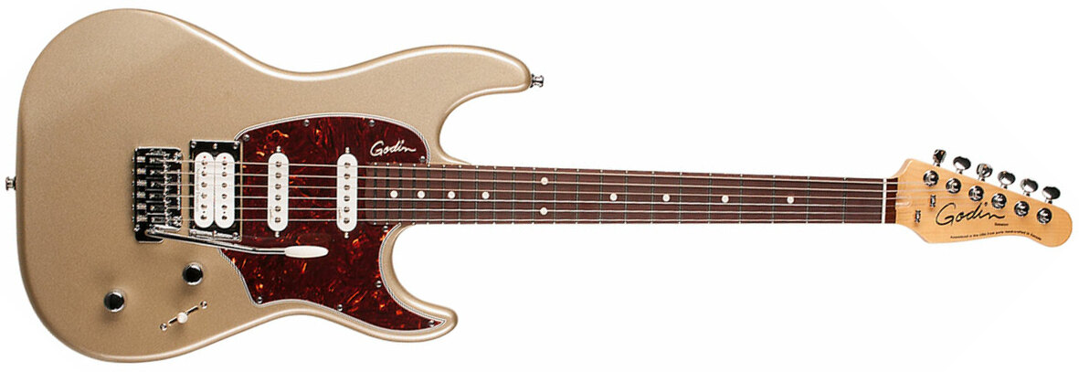 Godin Session Ltd Hss Seymour Duncan Trem Rw - Silver Gold Hg - Str shape electric guitar - Main picture