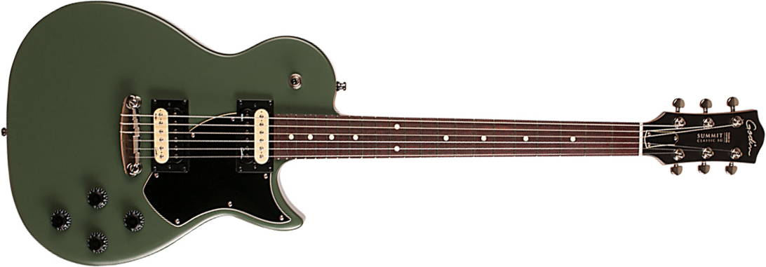 Godin Summit Classic Sg Hh Ht Rw +housse - Matte Green - Single cut electric guitar - Main picture