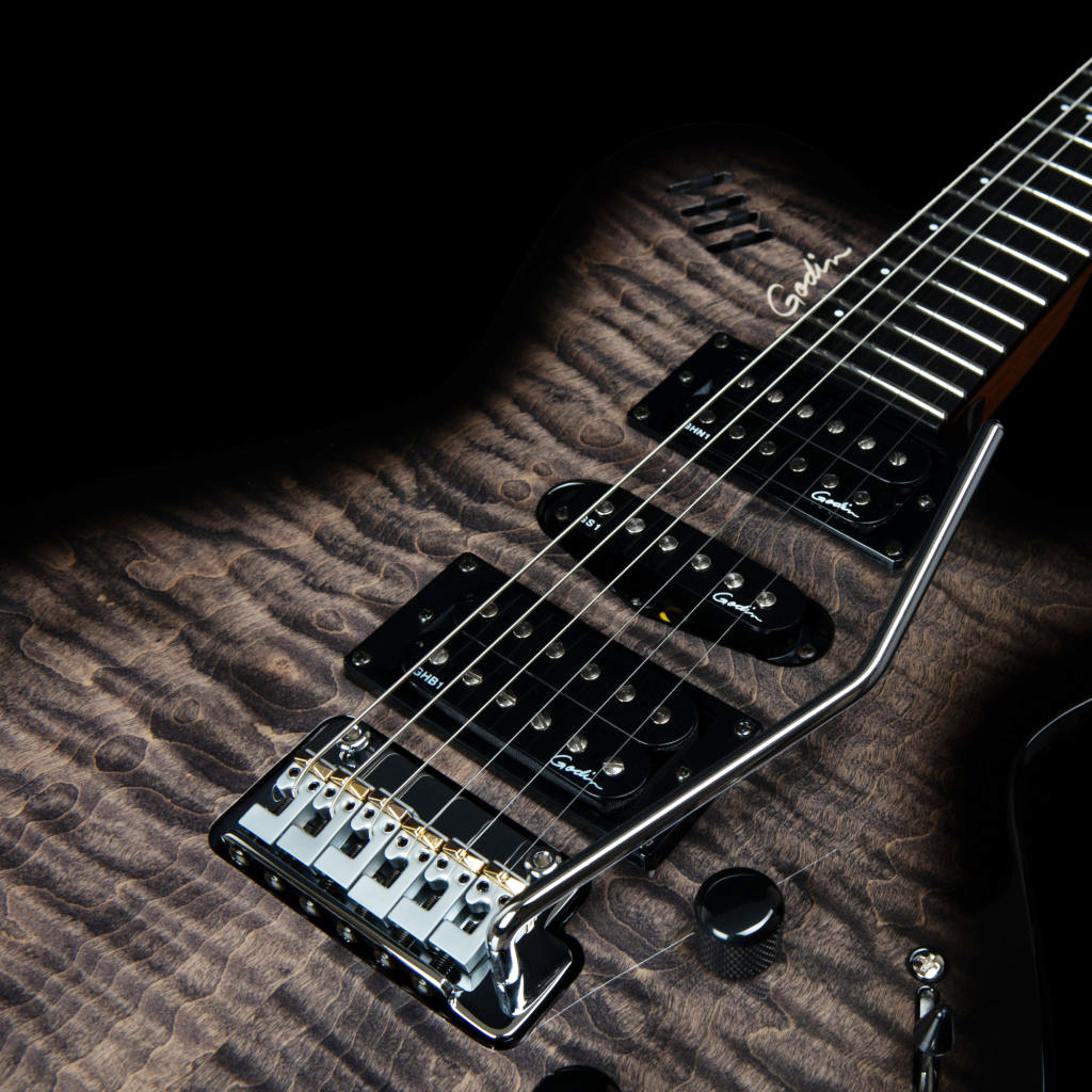 Godin Xtsa Hsh Piezo Midi Trem Ric - Trans Black Flame - Modeling guitar - Variation 4