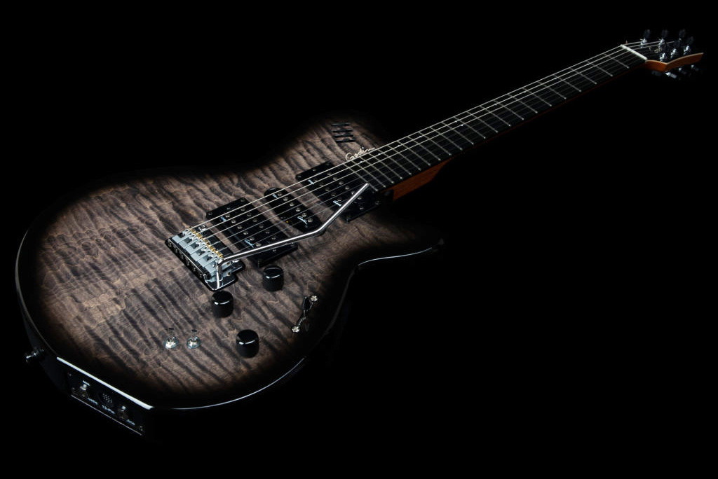 Godin Xtsa Hsh Piezo Midi Trem Ric - Trans Black Flame - Modeling guitar - Variation 2