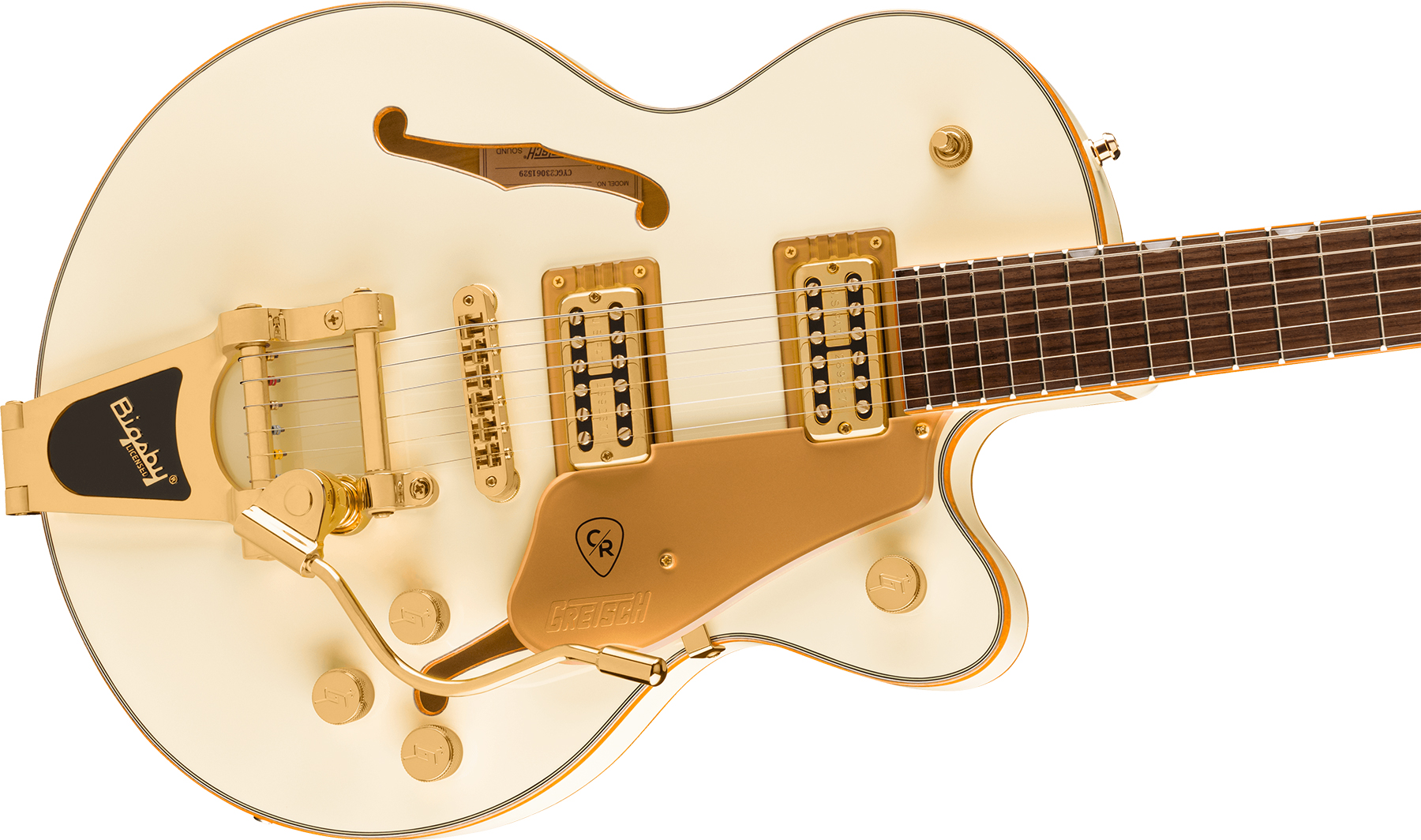 Gretsch Chris Rocha Broadkaster Jr Center Block Electromatic Signature Bigsby 2h Trem Rw - Vintage White - Semi-hollow electric guitar - Variation 2