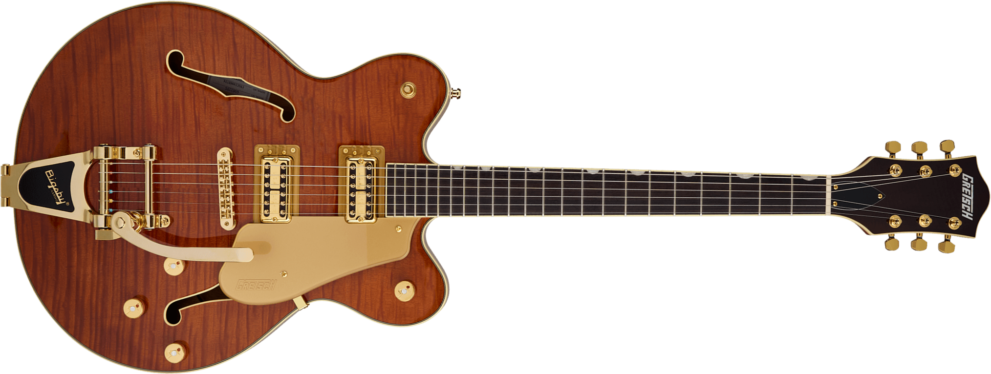 Gretsch Broadkaster Flame Okoume Dc Bigsby Electromatic 2h Trem Rw - Roundup Orange Stain - Semi-hollow electric guitar - Main picture
