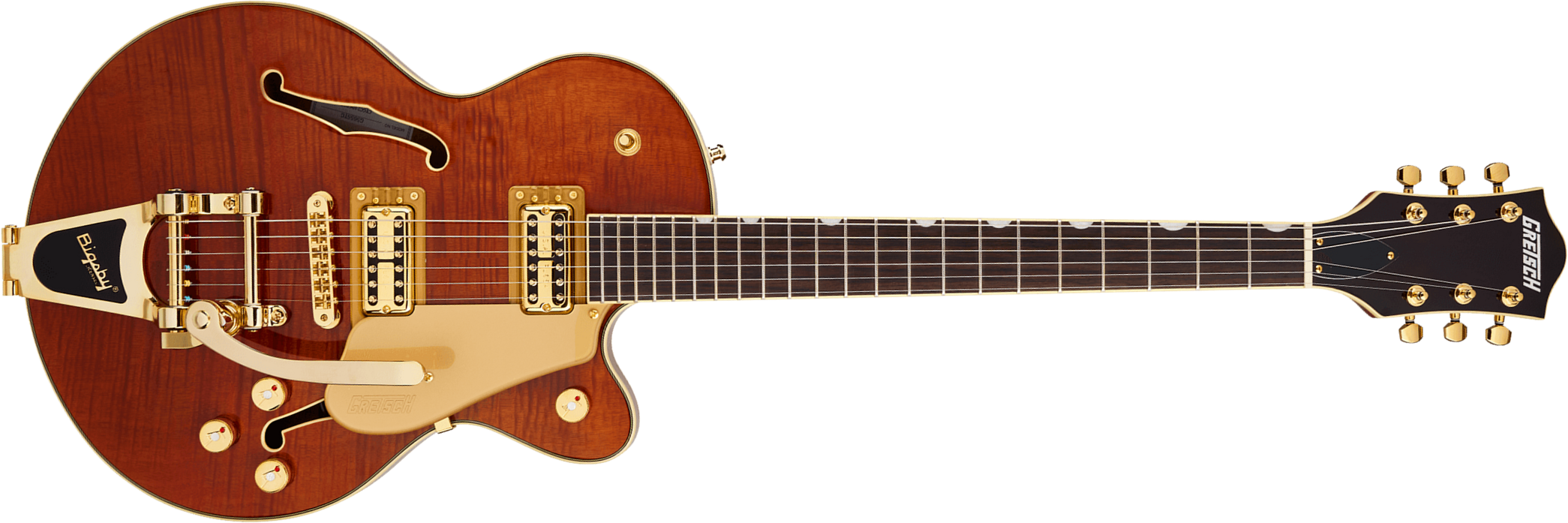 Gretsch Broadkaster Jr Flame Okoume Dc Bigsby Electromatic 2h Trem Rw - Roundup Orange Stain - Semi-hollow electric guitar - Main picture