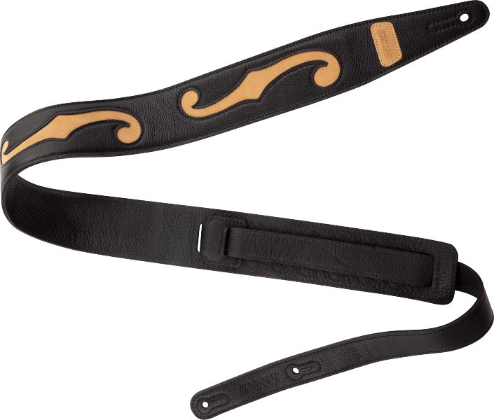 Gretsch F-holes Leather Guitar Strap 3-inch Cuir Black & Tan - Guitar strap - Main picture