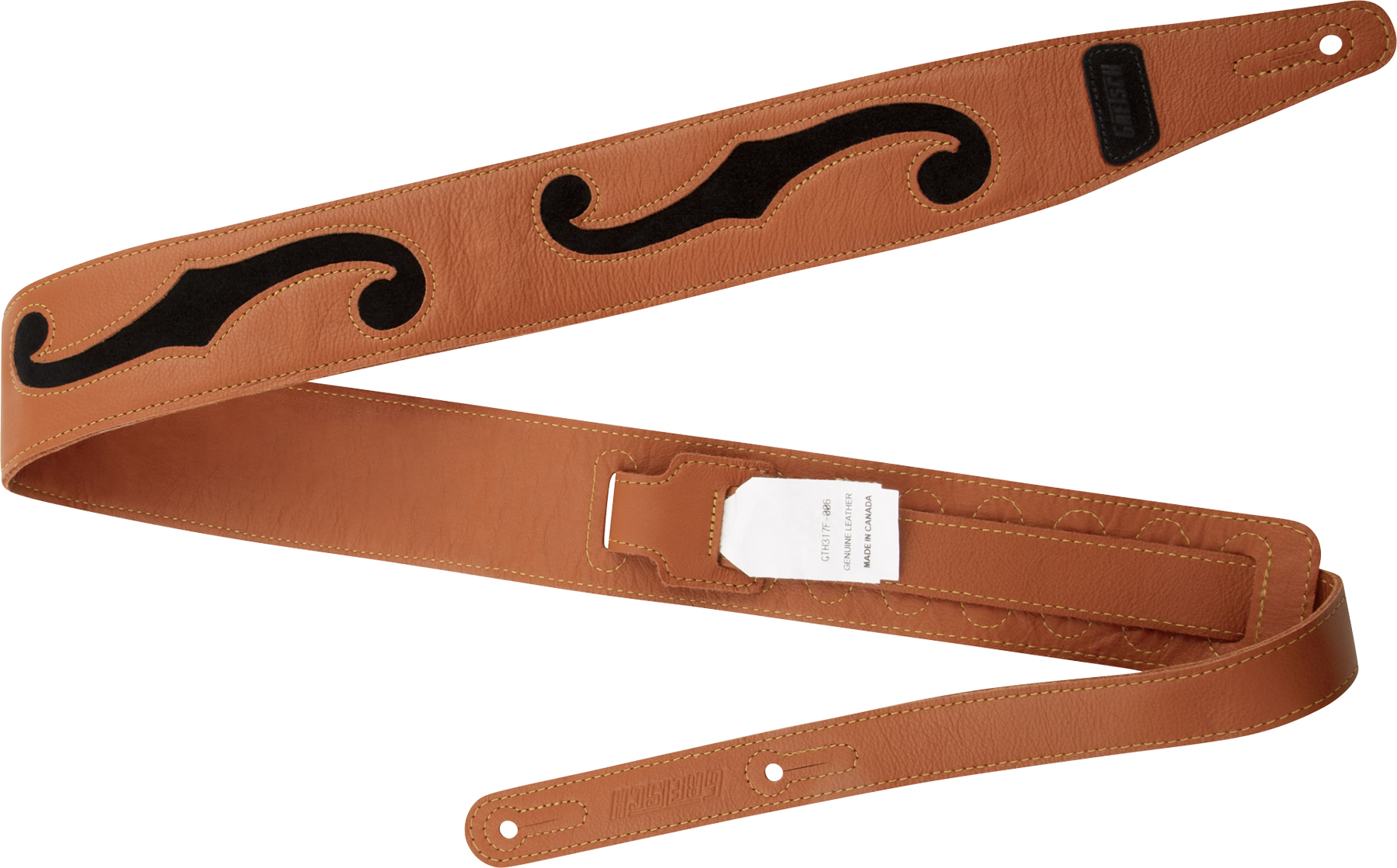 Gretsch F-holes Leather Guitar Strap 3-inch Cuir Orange & Black - Guitar strap - Main picture