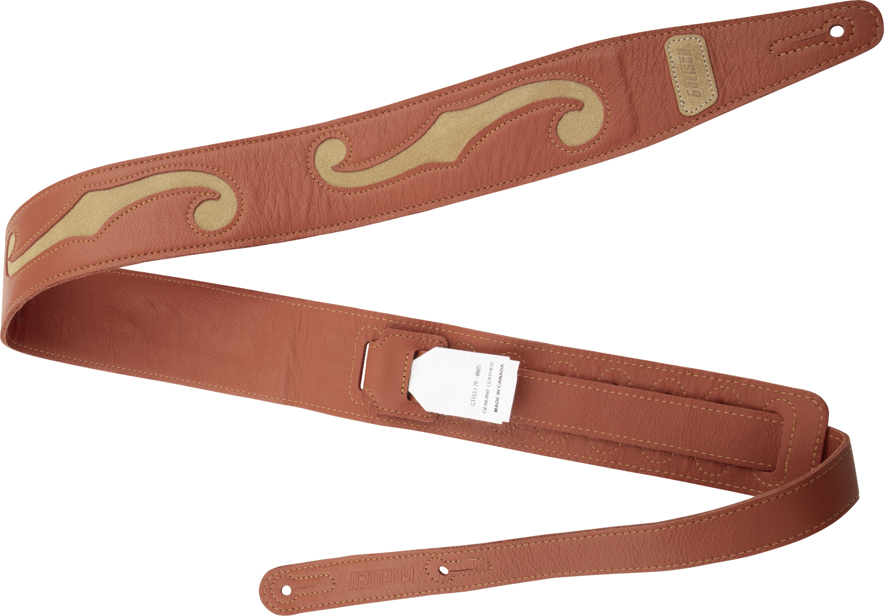 Gretsch F-holes Leather Guitar Strap 3-inch Cuir Orange & Tan - Guitar strap - Main picture