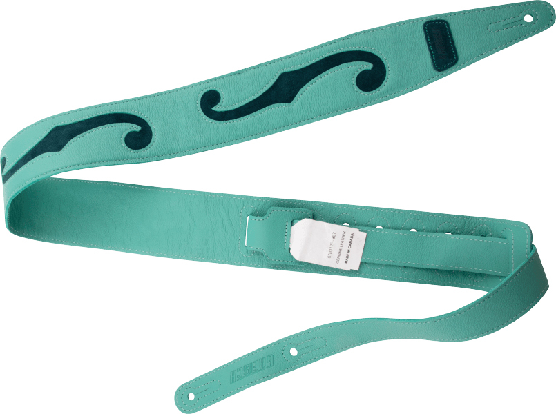 Gretsch F-holes Leather Guitar Strap 3-inch Cuir Surf Green & Dark Green - Guitar strap - Main picture