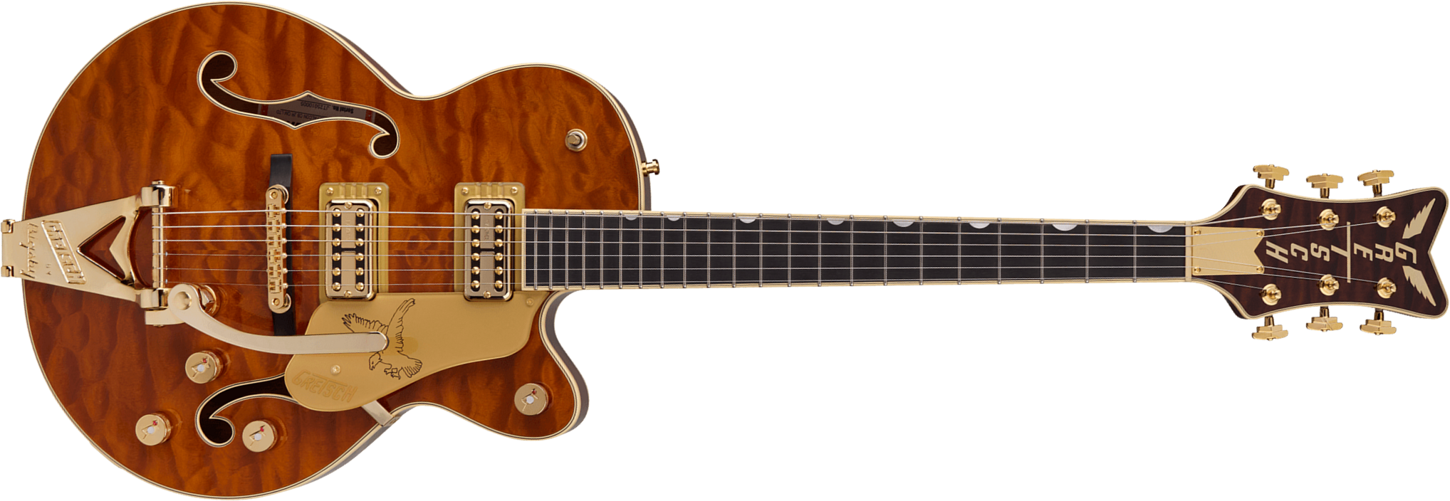 Gretsch Falcon Center Block Jr Bigsby Quilted Maple Pro Jap Ltd 2h Trem Eb - Roundup Orange Stain - Single cut electric guitar - Main picture