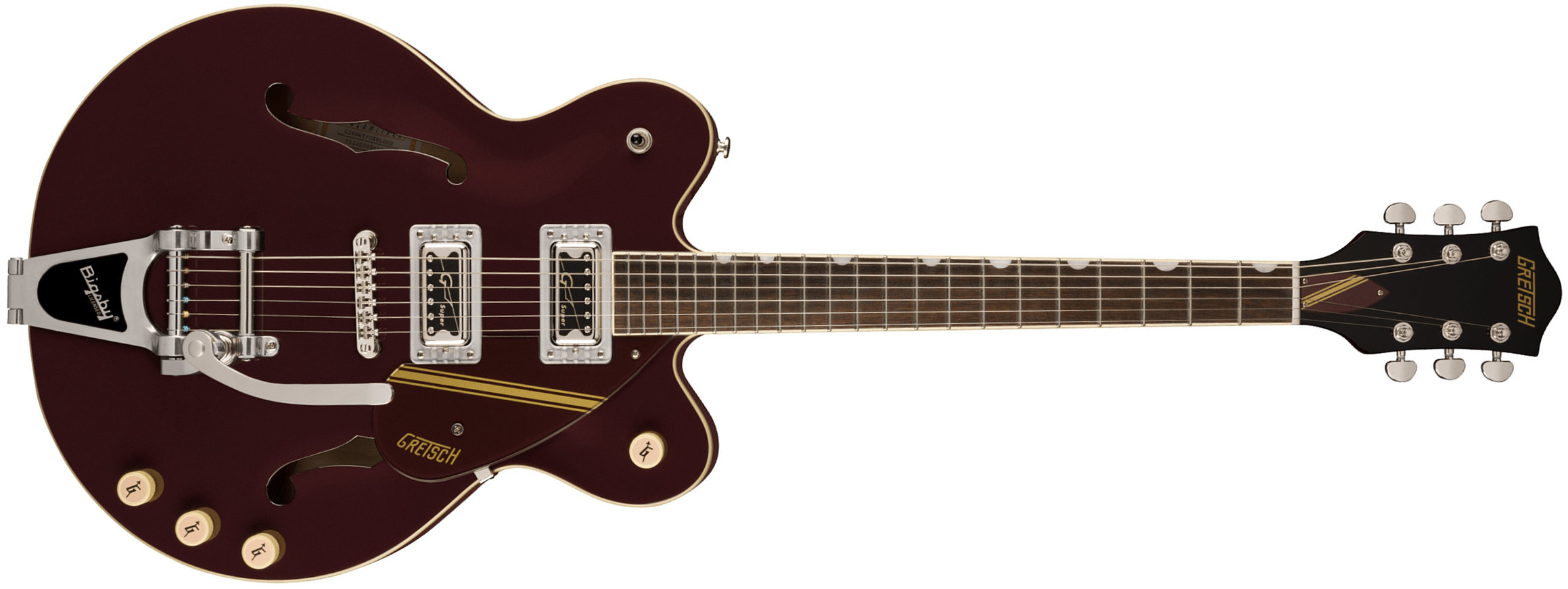 Gretsch G2604t Streamliner Rally Ii Center Block Dc Bigsby 2h Trem Lau - 2-tone Oxblood/walnut Stain - Semi-hollow electric guitar - Main picture