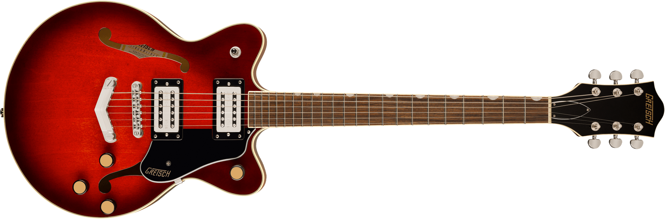 Gretsch G2655 Center Block Jr Dc V-stoptail Streamliner 2h Ht Lau - Claret Burst - Double cut electric guitar - Main picture